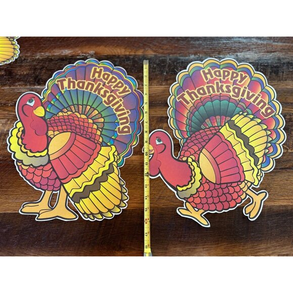 Vintage 1980's Thanksgiving Turkey Window Wall Decor Set Of 7 - Picture 4 of 9